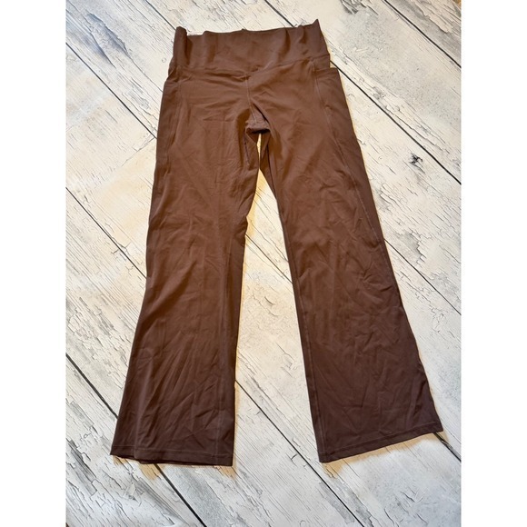 Members mark Flare Yoga Pants w/ Pockets Brown High Waisted Athletic Leggings XL - Picture 2 of 2